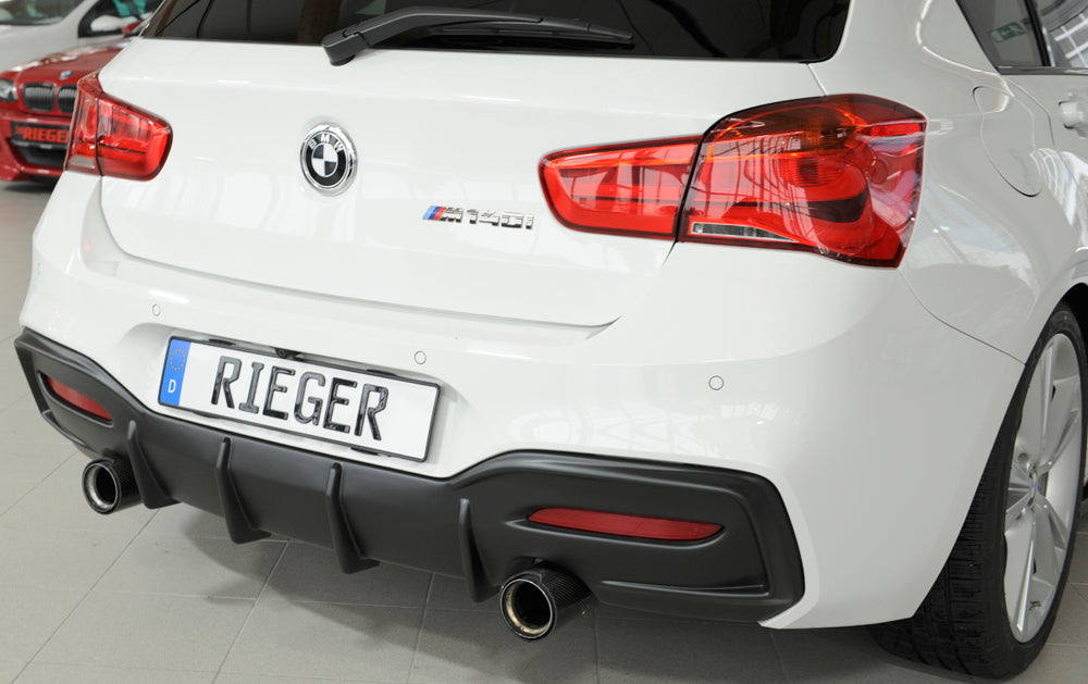BMW 1er F20  (1K4) Rieger Heckeinsatz nur für M-Paket-Heckschürze, nur M135i / M140i für orig. Endrohr li. u. re. (M135i-/M140i-Look), ABS, für Fzg. mit M-Technik, 
inkl. Montagezubehör, Gutachten