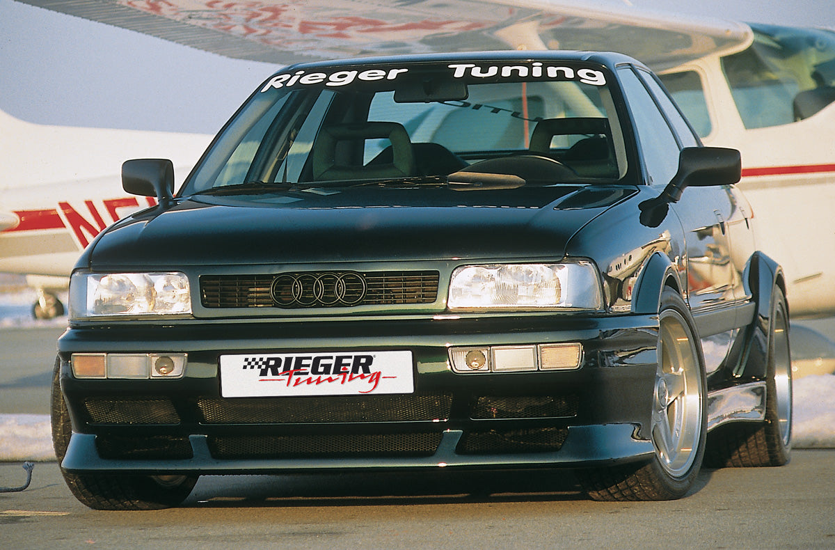 Audi 80 Typ 89 Rieger Spoilerstoßstange Breitbau II ohne Gutachten! mit Aussparung für Blinkleuchten, mit Aussparung für NSW, GFK, 
Montagezubehör