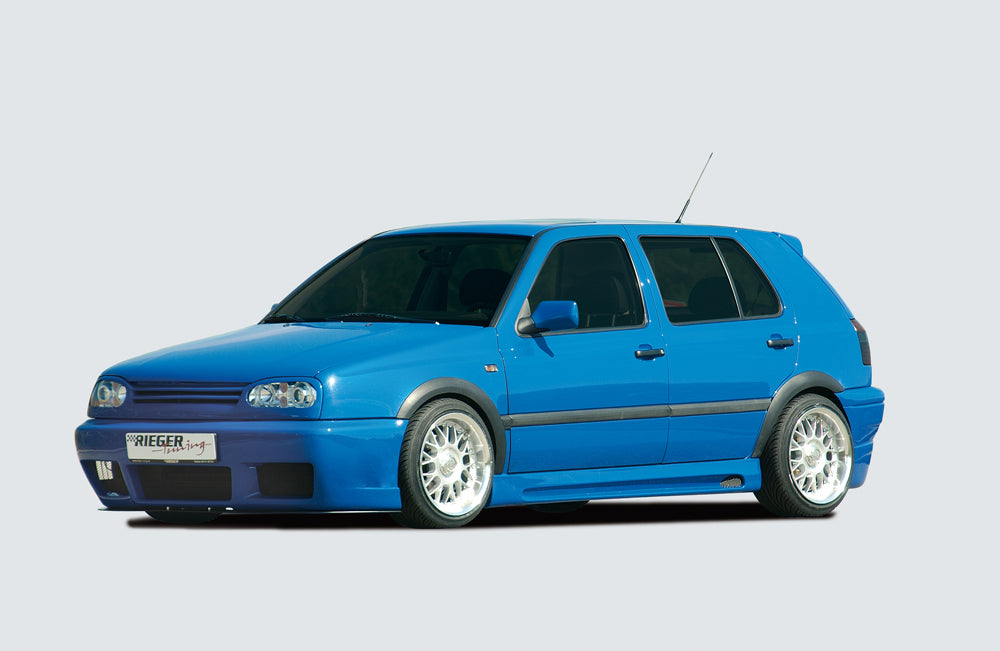 VW Golf 3 Rieger Spoilerstoßstange RS-Four-Look  -> ohne Blinkeraussparung, ohne Kiemen ohne Lüftungsschlitze, ABS, 
inkl. Alugitter, Gutachten, Montagezubehör
