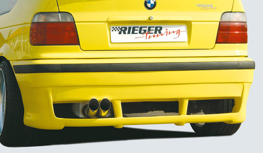 BMW 3er E36 Rieger Heckschürze ohne PDC  --> nicht für hochgezogene Endrohre! ABS, 
Alugitter, Gutachten, Montagezubehör
