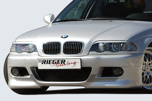 BMW 3er E46 Rieger Spoilerstoßstange   -> nur für Diesel mit Halter f. orig. NSW, mit zusätzlichen Lüftungsschlitzen, in Lochblechoptik, ABS, 
inkl. Alugitter, Gutachten, Montagezubehör