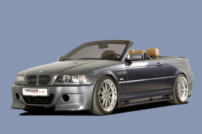 BMW 3er E46 Rieger Seitenschweller (175mm) -> nicht für Touring flache Version, links, mit Schacht und 2 Ausschnitten, ABS, 
inkl. Alugitter, Gutachten, Montagezubehör