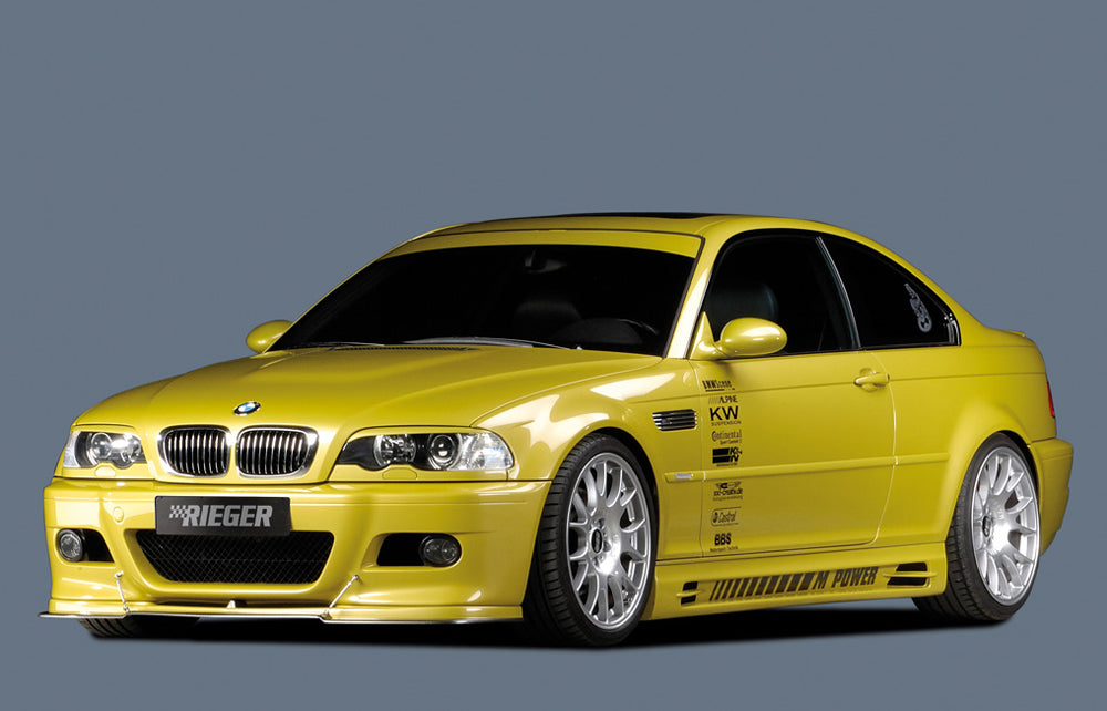 BMW 3er E46 Rieger Seitenschweller (175mm) -> nicht für Touring flache Version, links, mit Schacht und 2 Ausschnitten, ABS, 
inkl. Alugitter, Gutachten, Montagezubehör