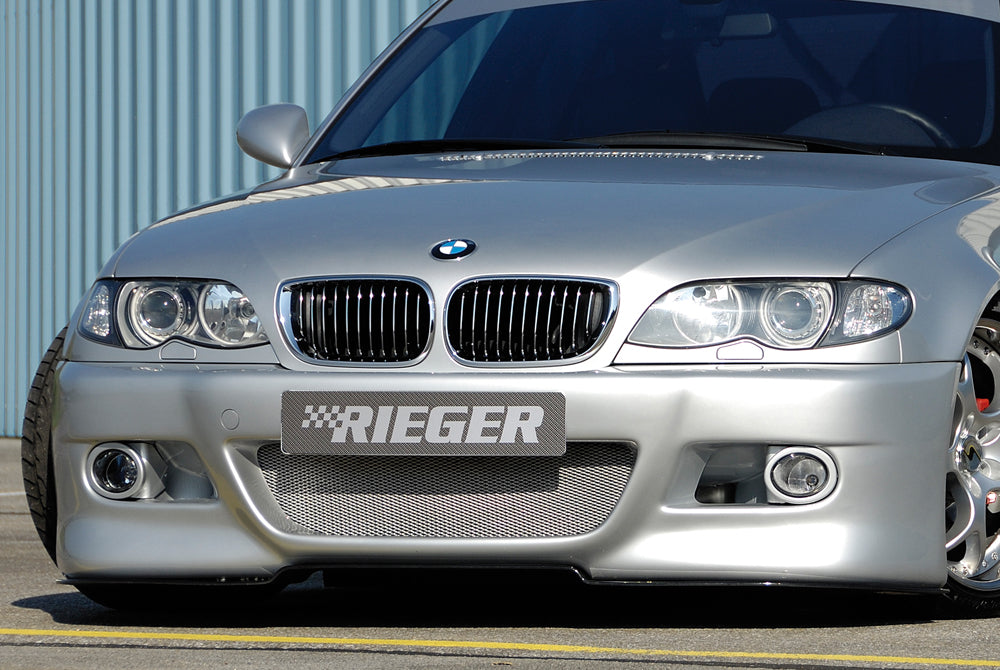 BMW 3er E46 Rieger Spoilerstoßstange   -> Vorgängermodell mit speziellen Halterungen mit Halter f. orig. NSW, ABS, 
Alugitter, Gutachten, Montagezubehör
