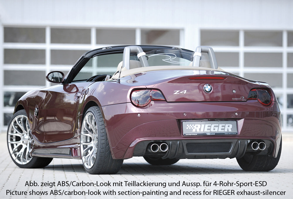 BMW Z4 (E85) Rieger Heckansatz    für Doppelendrohr li., ABS, 
inkl. Montagezubehör, Alugitter, Gutachten