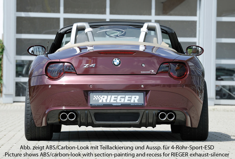 BMW Z4 (E85) Rieger Heckansatz    für Doppelendrohr li., ABS, 
inkl. Montagezubehör, Alugitter, Gutachten