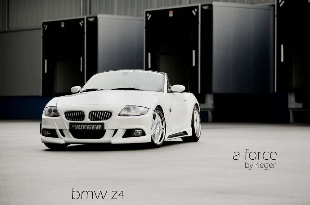 BMW Z4 (E85) Rieger Spoilerstoßstange    mit Aussparung für NSW, ABS, für Fzg. mit Scheinwerferreinigungsanlage, 
inkl. Alugitter, Montagezubehör, ABE