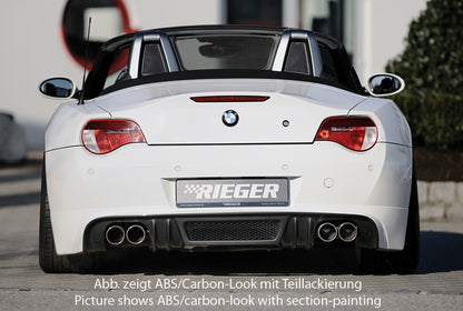 BMW Z4 (E85) Rieger Heckansatz    für Doppelendrohr li. u. re., (4x76mm ø), ABS, 
inkl. Alugitter, Montagezubehör, Gutachten