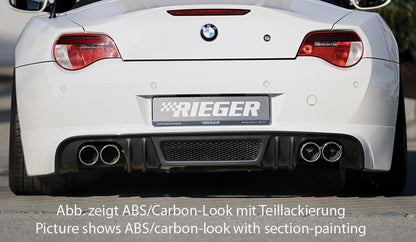 BMW Z4 (E85) Rieger Heckansatz    für Doppelendrohr li. u. re., (4x76mm ø), ABS, 
inkl. Alugitter, Montagezubehör, Gutachten
