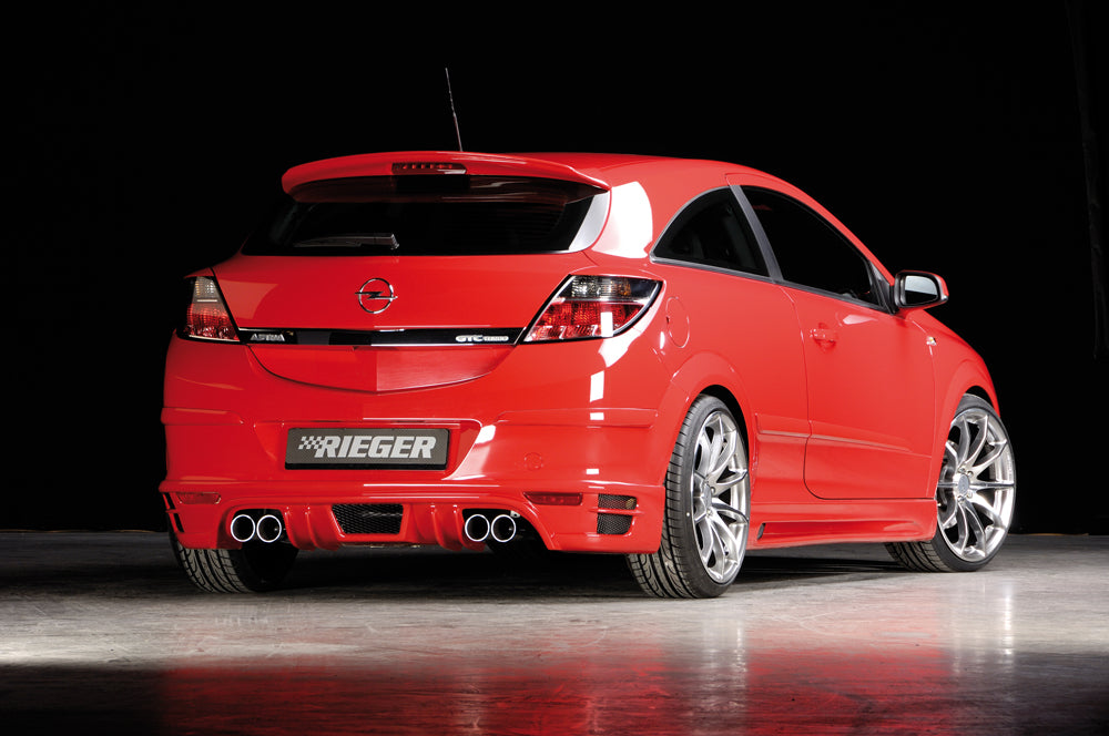 Opel Astra H GTC Rieger Heckansatz   nicht für OPC für Doppelendrohr li. u. re., ABS, 
inkl. Alugitter, Gutachten, Montagezubehör