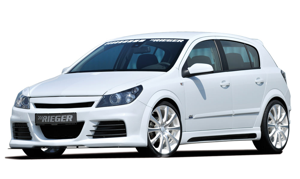 Opel Astra H Rieger Spoilerstoßstange  ABS, für Fzg. mit OPC und ohne OPC, 
inkl. Montagezubehör, Alugitter, Lüftungsschacht, Lufteinlassblende, ABE