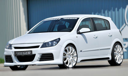 Opel Astra H Rieger Spoilerstoßstange  ABS, für Fzg. mit OPC und ohne OPC, 
inkl. Montagezubehör, Alugitter, Lüftungsschacht, Lufteinlassblende, ABE