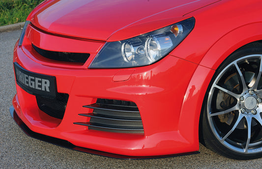 Opel Astra H Rieger Spoilerstoßstange mit großer Aussparung für SWRA ABS, für Fzg. mit OPC und ohne OPC, Scheinwerferreinigungsanlage, 
inkl. Alugitter, Montagezubehör, ABE
