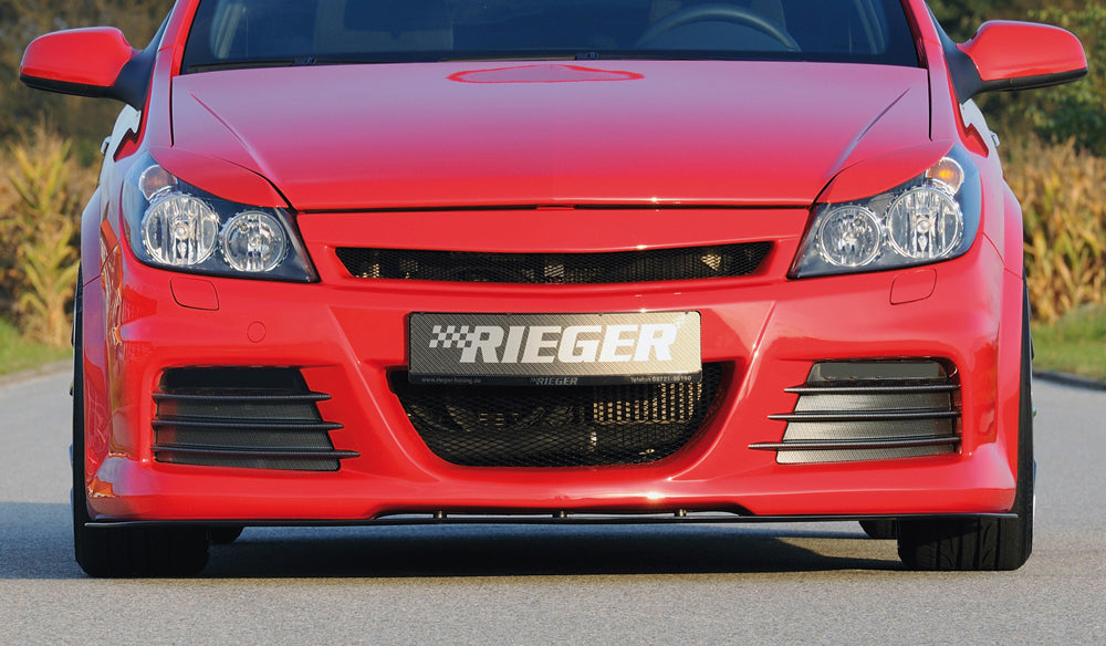 Opel Astra H Rieger Spoilerstoßstange mit großer Aussparung für SWRA ABS, für Fzg. mit OPC und ohne OPC, Scheinwerferreinigungsanlage, 
inkl. Alugitter, Montagezubehör, ABE