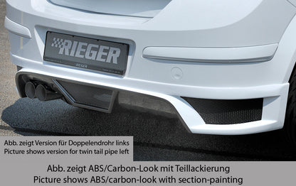 Opel Astra H Rieger Heckschürzenansatz  für Endrohr li., ABS, für Fzg. mit OPC und ohne OPC, 
inkl. Montagezubehör, Alugitter