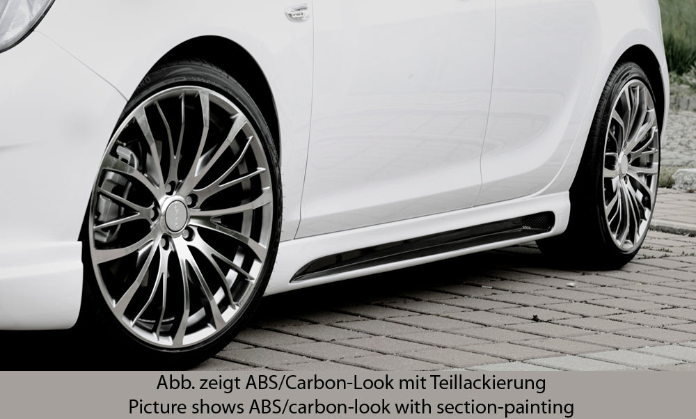 Opel Astra J Rieger Seitenschweller  links, mit Schacht, mit Ausschnitt, ABS, 
inkl. Alugitter, Montagezubehör, Gutachten
