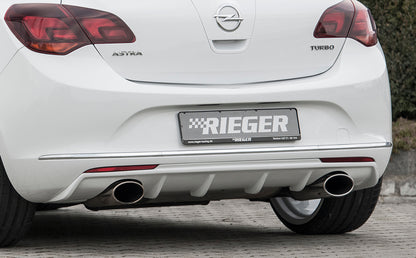Opel Astra J Rieger Heckeinsatz  für Sportendrohr li. u. re., (140x90mm oval), ABS, 
inkl. Montagezubehör, Gutachten