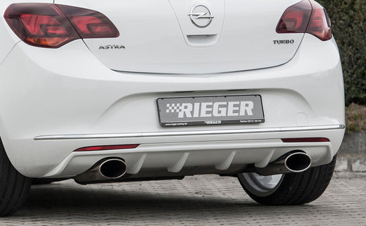 Opel Astra J Rieger Heckeinsatz  für Sportendrohr li. u. re., (140x90mm oval), ABS, 
inkl. Montagezubehör, Gutachten