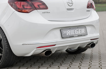 Opel Astra J Rieger Heckeinsatz  für Sportendrohr li. u. re., (140x90mm oval), ABS, 
inkl. Montagezubehör, Gutachten
