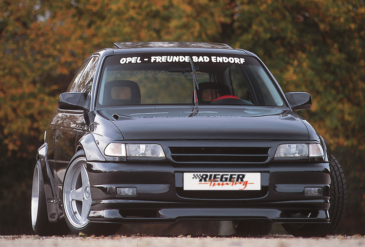 Opel Astra F Rieger Spoilerschwert   für Spoilerstoßstange 51001 / 51003 / 52010* gekantete Version, für Spoilerstoßstange, ABS, 
inkl. Montagezubehör, Gutachten