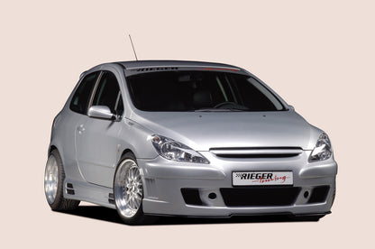 Peugeot 307 Rieger Spoilerstoßstange    mit integr. Kühlergrill, ohne Emblem, mit seitlichen Rippen, ABS, 
inkl. Alugitter, Gutachten, Montagezubehör