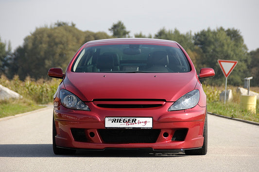 Peugeot 307 Rieger Spoilerstoßstange   52109/W  mit seitlichen Rippen, ABS, für Fzg. mit Scheinwerferreinigungsanlage, 
inkl. Alugitter, Gutachten, Montagezubehör