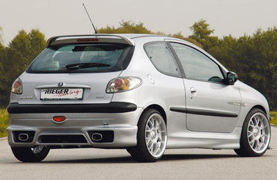 Peugeot 206 Rieger Heckansatz   nur für kleine orig. Heckschürze am Fzg. kleine Version, ABS, 
inkl. Alugitter, Montagezubehör, ABE