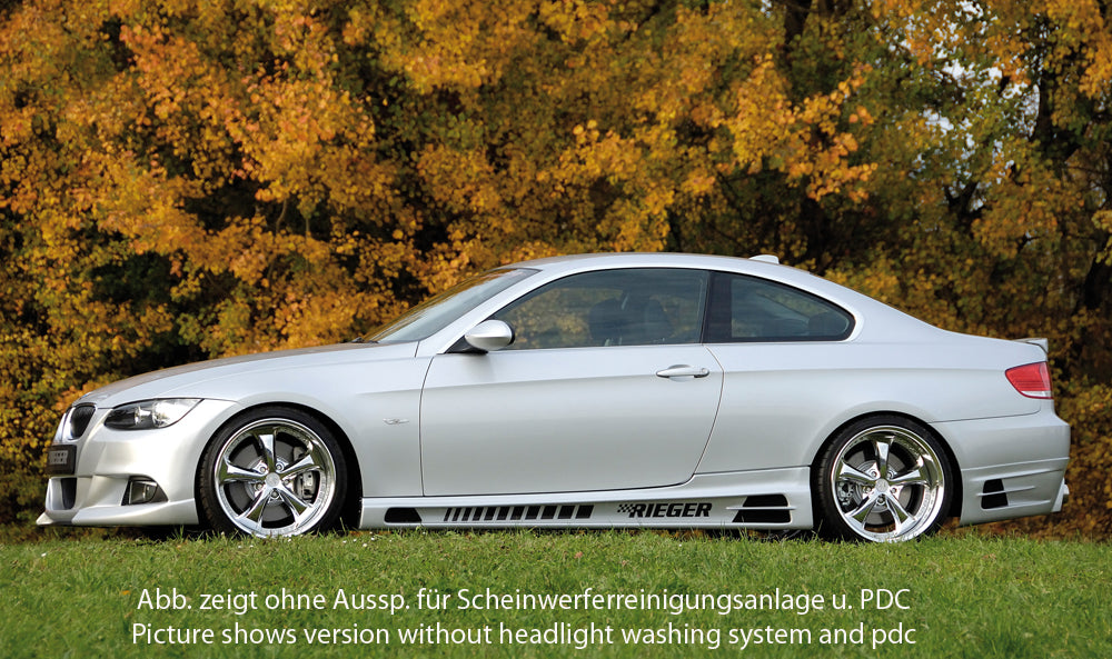 BMW 3er E92 Rieger Spoilerstoßstange    ABS, für Fzg. mit Einparkhilfe (PDC), 
inkl. Alugitter, Montagezubehör, ABE