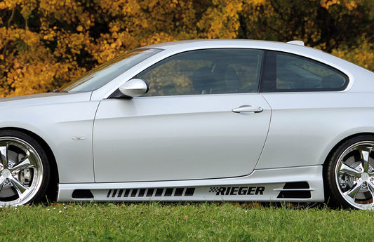 BMW 3er E92 Rieger Seitenschweller    links, mit Schacht und 2 Ausschnitten, ABS, 
inkl. Alugitter, Gutachten, Montagezubehör