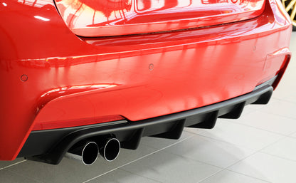 BMW 3er F30  (3L) Rieger Heckeinsatz nur für M-Paket-Heckschürze für orig. Doppelendrohr li, ABS, für Fzg. mit M-Technik, 
inkl. Montagezubehör, Gutachten