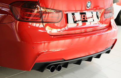 BMW 3er F30  (3L) Rieger Heckeinsatz nur für M-Paket-Heckschürze für orig. Doppelendrohr li, ABS, für Fzg. mit M-Technik, 
inkl. Montagezubehör, Gutachten
