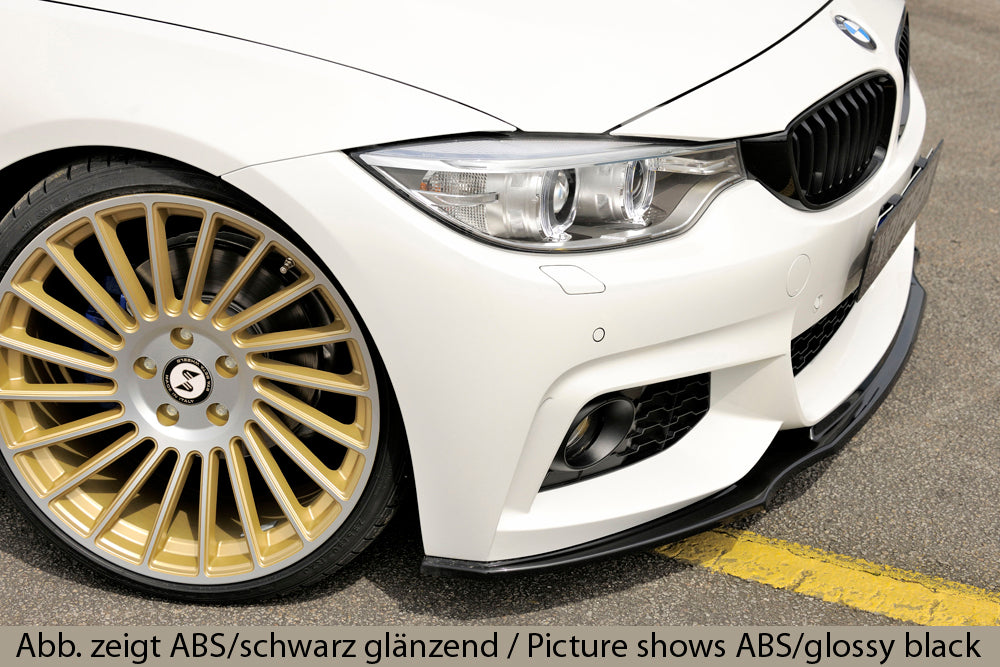 BMW 4er F32  (3C) Rieger Spoilerschwert für orig. M-Paket-Frontschürze gerade Version, für orig. Frontschürze, ABS, für Fzg. mit M-Technik, 
inkl. Montagezubehör, ABE