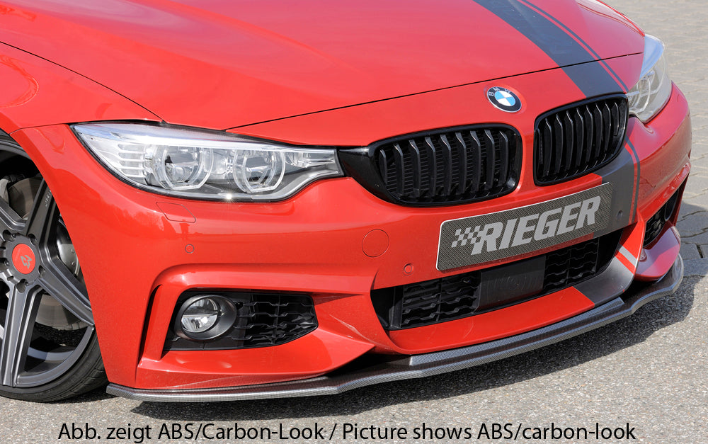 BMW 4er F32  (3C) Rieger Spoilerschwert für orig. M-Paket-Frontschürze gerade Version, für orig. Frontschürze, ABS, für Fzg. mit M-Technik, 
inkl. Montagezubehör, ABE