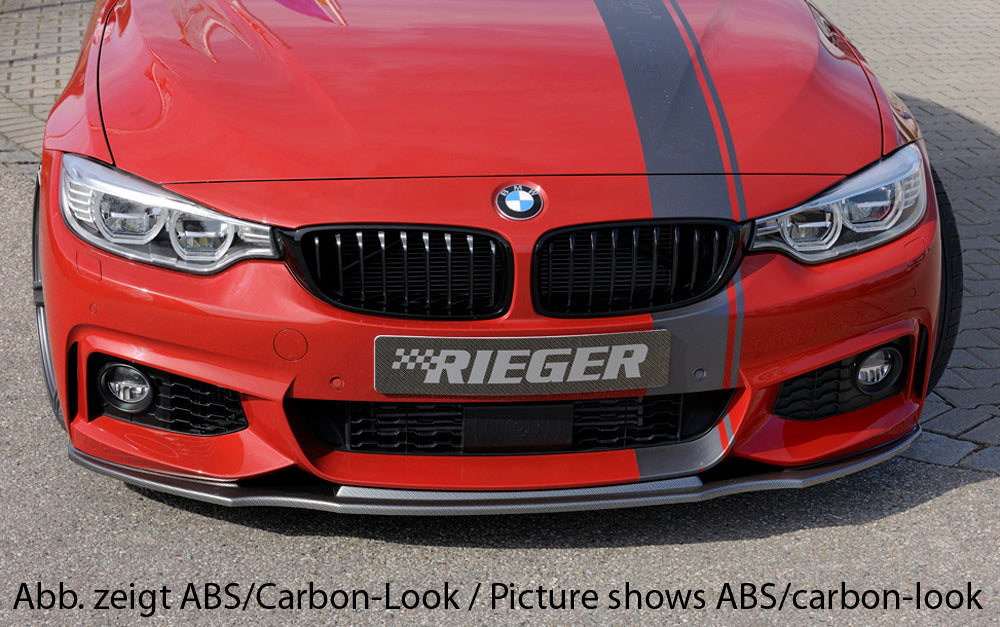 BMW 4er F32  (3C) Rieger Spoilerschwert für orig. M-Paket-Frontschürze gerade Version, für orig. Frontschürze, ABS, für Fzg. mit M-Technik, 
inkl. Montagezubehör, ABE
