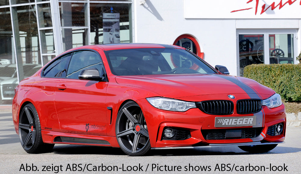BMW 4er F32  (3C) Rieger Spoilerschwert für orig. M-Paket-Frontschürze gerade Version, für orig. Frontschürze, ABS, für Fzg. mit M-Technik, 
inkl. Montagezubehör, ABE