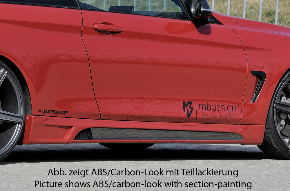 BMW 4er F32  (3C) Rieger Seitenschweller  rechts, mit Schacht, mit Ausschnitt, ABS, 
inkl. Montagezubehör, Alugitter, Gutachten
