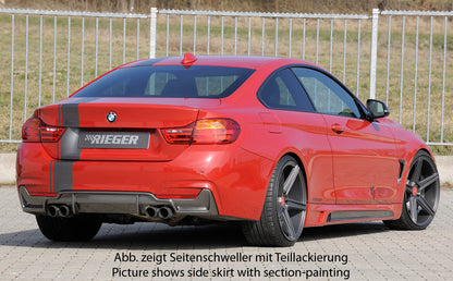 BMW 4er F32  (3C) Rieger Seitenschweller  rechts, mit Schacht, mit Ausschnitt, ABS, 
inkl. Montagezubehör, Alugitter, Gutachten