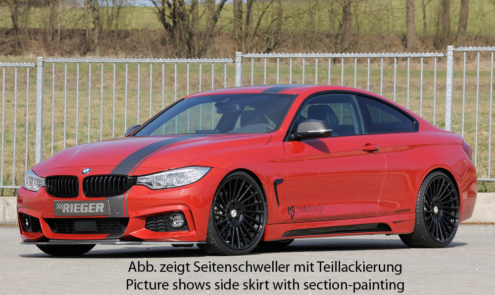 BMW 4er F32  (3C) Rieger Seitenschweller  rechts, mit Schacht, mit Ausschnitt, ABS, 
inkl. Montagezubehör, Alugitter, Gutachten