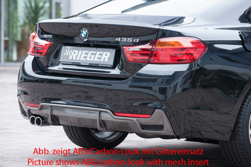 BMW 4er F32  (3C) Rieger Heckeinsatz nur für M-Paket-Heckschürze für orig. Doppelendrohr li, ABS, für Fzg. mit M-Technik, 
inkl. Montagezubehör, Gutachten