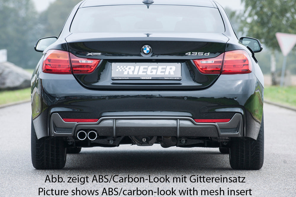 BMW 4er F32  (3C) Rieger Heckeinsatz nur für M-Paket-Heckschürze für orig. Doppelendrohr li, ABS, für Fzg. mit M-Technik, 
inkl. Montagezubehör, Gutachten