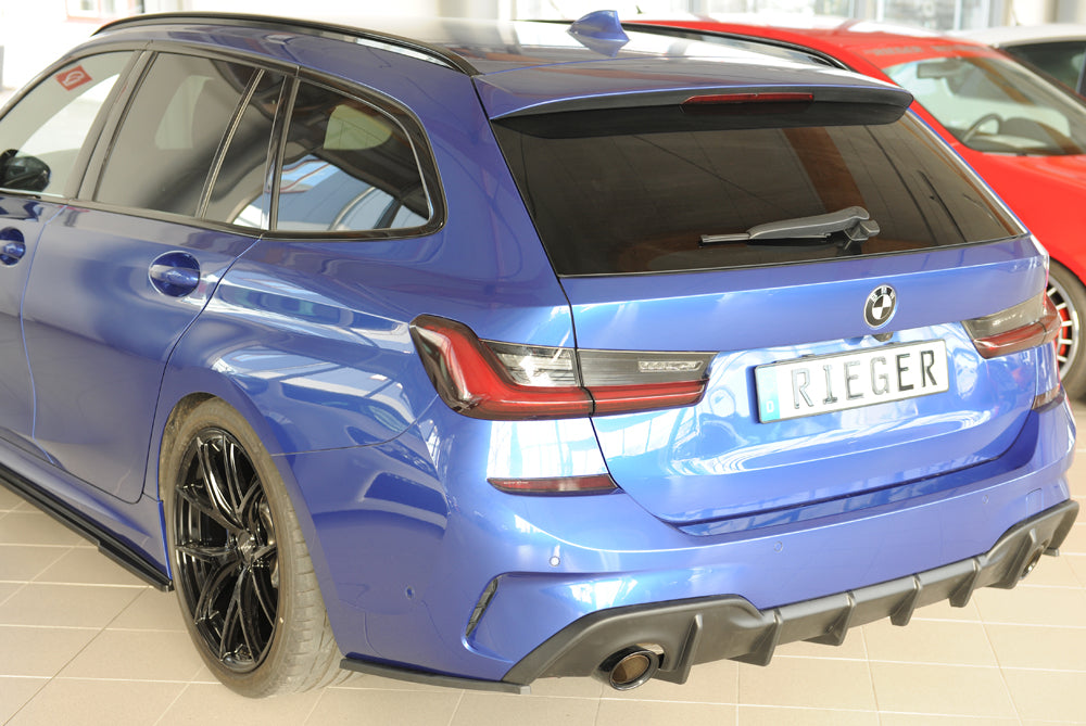 BMW 3er G20  (G3L) Rieger Heckeinsatz (für Fzg. mit AHK) für orig. Endrohr li. u. re., (90mm ø), ABS, für Fzg. mit M-Sport...