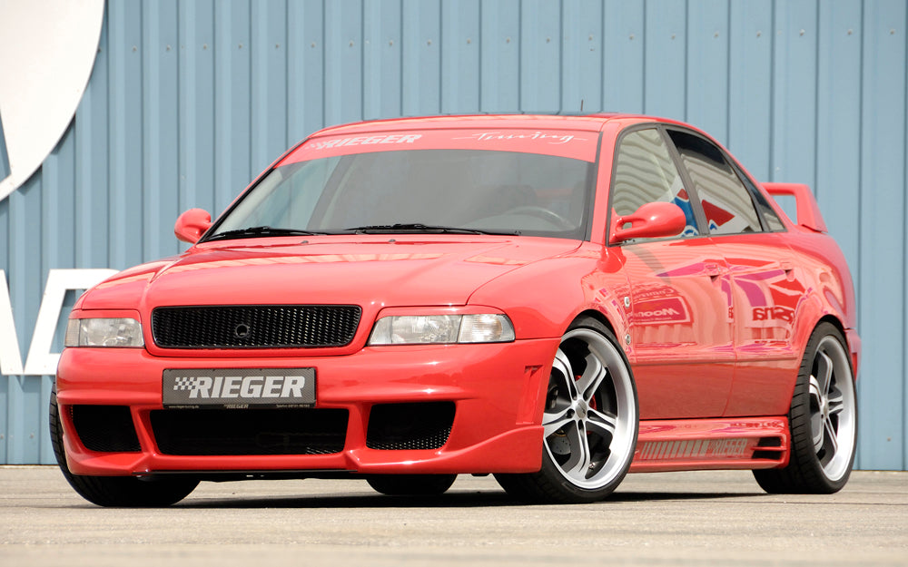 Audi A4 (B5) Rieger Seitenschweller  links, mit Schacht und 2 Ausschnitten, ABS, 
inkl. Alugitter, Gutachten, Montagezubehör