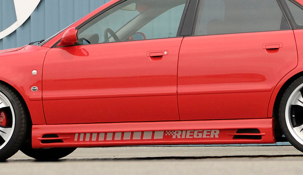 Audi A4 (B5) Rieger Seitenschweller  links, mit Schacht und 2 Ausschnitten, ABS, 
inkl. Alugitter, Gutachten, Montagezubehör