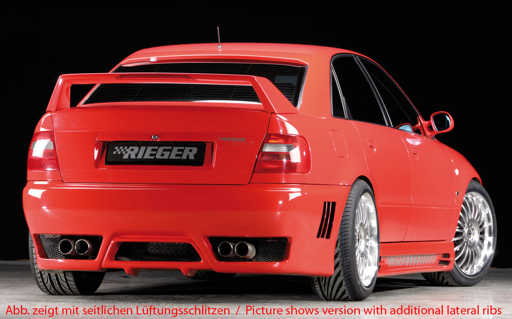Audi A4 (B5) Rieger Heckschürze    ABS, 
inkl. Alugitter, Gutachten, Montagezubehör