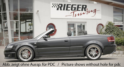 Audi A4 (8H) Rieger Spoilerstoßstange  mit seitlichen Lüftungsschlitzen, mit Halter f. orig. NSW, ABS, für Fzg. mit Einparkhilfe (PDC), 
inkl. Montagezubehör, ABE