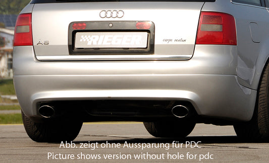 Audi A6 (4B) Rieger Heckansatz S6-Look -> nur bis Bj. 2001 ABS, für Fzg. mit Einparkhilfe (PDC), 
inkl. Gutachten, Montagezubehör