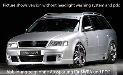 Audi A6 (4B) Rieger Spoilerstoßstange S6-Look  -> ab Bj. 2002, nicht für V8! ABS, für Fzg. mit Einparkhilfe (PDC), 
inkl. Alugitter, Montagezubehör, ABE