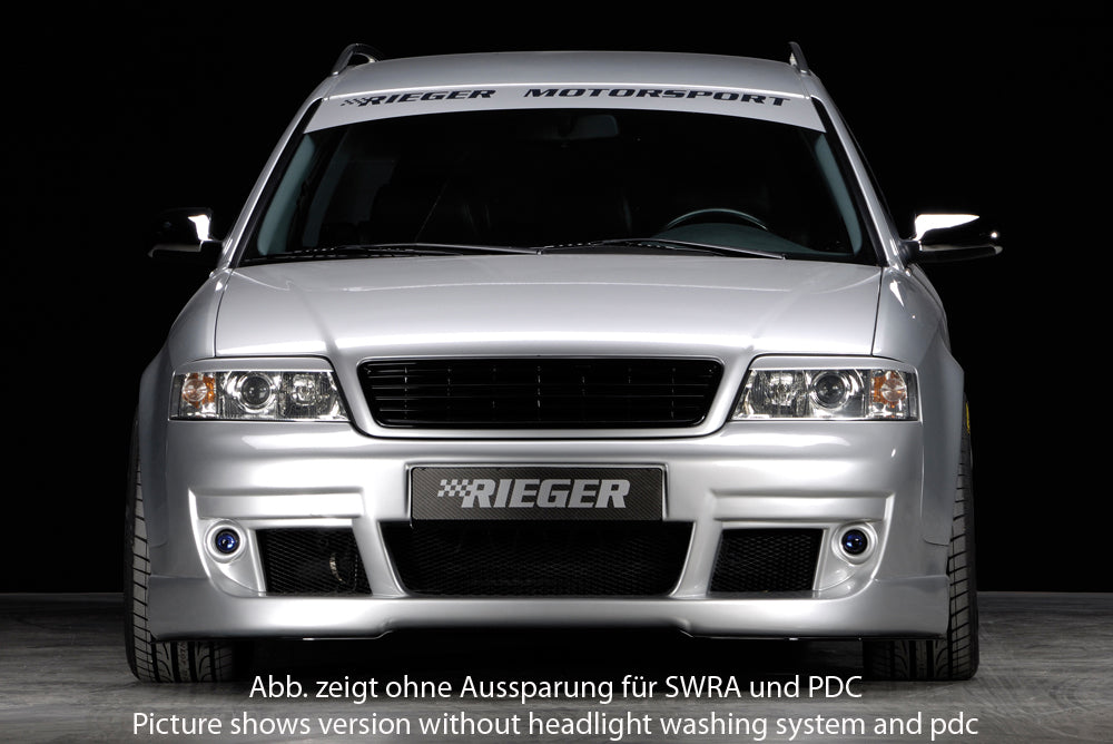 Audi A6 (4B) Rieger Spoilerstoßstange S6-Look  -> ab Bj. 2002, nicht für V8! ABS, für Fzg. mit Einparkhilfe (PDC), 
inkl. Alugitter, Montagezubehör, ABE