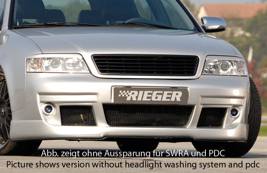 Audi A6 (4B) Rieger Spoilerstoßstange S6-Look  -> ab Bj. 2002, nicht für V8! ABS, für Fzg. mit Einparkhilfe (PDC), 
inkl. Alugitter, Montagezubehör, ABE