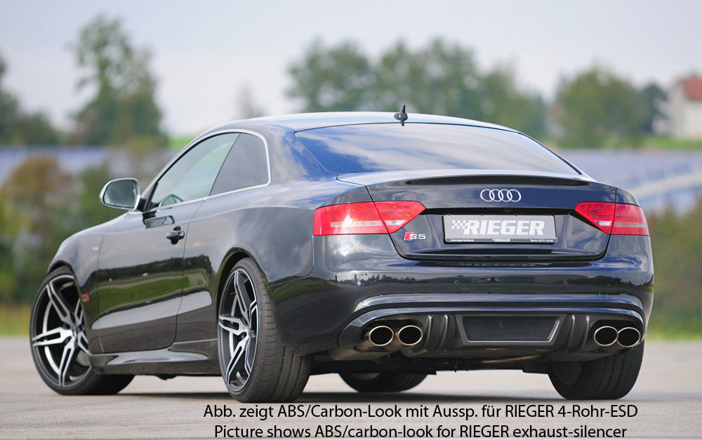 Audi A5 S5 (B8/B81) Rieger Heckeinsatz  für orig. Doppelendrohr li u. re, ABS, für Fzg. mit S-Line Exterieur, 
inkl. Alugitter, Montagezubehör, Gutachten